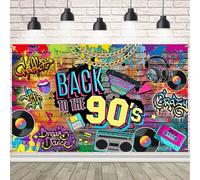 AIBIIN Toile de fond des années 90 - Style hip-hop - Graffiti - Brique - Radio rétro - Tendance - Bannière sur le thème des années 90 - 180 x 119 cm