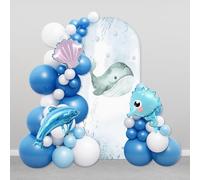 AIBIIN Toile de fond en forme d'arche de mer sous-marine 80 x 180 cm sur le thème de la mer, couverture d'arche de baleine pour naissance, fête prénatale, gâteau, décoration de fête