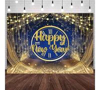 AIBIIN Toile de fond « Happy New Year 2024 » de 2,1 x 1,5 m - Décorations de fête du Nouvel An - Doré - Bleu roi - Compte à rebours annuel - Fournitures de fête - Champagne - Bannière de fête