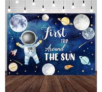 AIBIIN Toile de fond pour 1er anniversaire Motif premier voyage autour du soleil 2,1 x 1,5 m