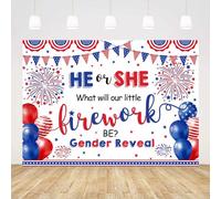 AIBIIN Toile de fond pour fête de l'indépendance 2,1 x 1,5 m « He or She What Will Our Little Livework Be » - Bannière pour photographie « Happy 4th of July »