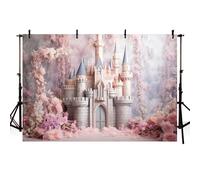 AIBIIN Toile de fond pour photographie Château de fleurs Rose 2,1 x 1,5 m Château de fées Floral Fée Fond Fille Anniversaire Gâteau Smash Portrait Décor Fournitures photo