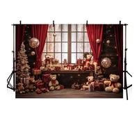 AIBIIN Toile de fond pour photographie de Noël - 300 x 210 cm - Pour fenêtre d'hiver - Arbre de Noël à paillettes - Pour enfants - Portrait de famille - Décoration de studio photo