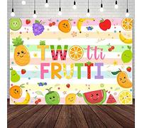 AIBIIN Toile de fond Twotti Frutti 2,1 x 1,5 m sur le thème des fruits d'été, arrière-plan pour photographie, anniversaire, filles, 2ème anniversaire, décorations de fête