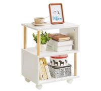 Aibiju 3-stufiger Beistelltisch mit Rollen, schmaler Beistelltisch mit Ablagefach, Nachttisch, Nachttisch für Kleine Räume, Schlafzimmer, Wohnzimmer, Eingangsbereich, YD-TM155W