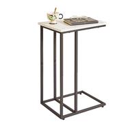 Aibiju C Form Table d'appoint, Table d appoint Salon, Bout de Canape pour Ordinateur Portable, Chambre, Salon, Structure en Marbre Blanc et Métal Noir, YD-TM051B