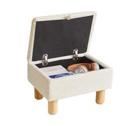 Aibiju Petit Repose-Pieds avec Rangement, Repose-Pieds en Fausse Fourrure avec Pieds en Bois, Tabouret à Chaussures pour Salon, Chambre à Coucher, entrée, Bureau, Blanc YD-JD136W