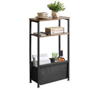 Aibiju Table d’Appoint étroite avec Rangement, Bout de Canapé fine à 3 Niveaux pour Petits Espaces, 40 x 20 x 66 cm, Table de Chevet avec Panier en Tissu pour Chambre, Salon, Marron Rustique YD-ST002H