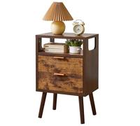 Aibiju Tables de Chevet, Table de Nuit en Bois avec 2 Tiroirs de Rangement, Pieds en Bois Massif, Table D'appoint avec Rangement pour Salon, Chambre, 40 x 29 x 63 cm, Marron Rustique YD-TM063H