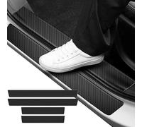 AIBINGBH Plaques seuil VW Golf 8 (2020-2023) Fibre carbone noir Autocollant antirayures 4 pcs