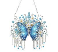 AIBOERL Kit de suspension diamant pour adulte, papillon en strass de forme spéciale, double face 5D à faire soi-même, peinture diamant acrylique, pendentifs de fenêtre, décoration murale pour la
