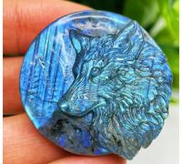 Aibote Figurine en cristal de labradorite naturelle sculptée à la main - Pierre précieuse de guérison - Pierre de Reiki - Statue de décoration (loup)