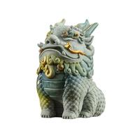 Aibote Statue de la collection Pi Yao/Pi Xiu en calcaire - Figurine Feng Shui - Figurine porte-bonheur - Décoration de bureau - Cadeau (cyan)