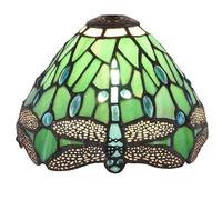 AIBOTY Abat-Jour remplaçant en Verre teinté Bleu-Vert représentant Une Libellule, 8 Pouces, Style Tiffany Vintage, Verre Jaune et Perles de Cristal Rouges, pour Lampe de Table ou plafonnier.,Vert