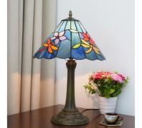AIBOTY Libellule Table Lampe Tiffany Lampe Vitrail Lampe Chambre À Coucher Chevet Lecture Bureau Veilleuse pour Amante Fille Salon Bureau Ordinateur Bureau Décorer Cadeau W12 XH19,Japan Blue