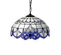 AIBOTY Tiffany Style Méditerranéen Verre Tachés De Suspension Bleu Blanc Style Baroque Lustre pour Salle À Manger Cuisine Chambre Île 12 Pouces,12 inch