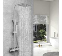 AICA ensemble de colonne de douche thermostatique pour salle de bain avec douche de tête en acier inoxydable, valve thermostatique en laiton, tringle de douche en acier inoxydable, hauteur réglable