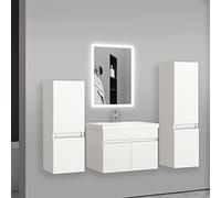 AICA Ensemble de Meuble de Salle de Bain avec Céramique Vasque et Colonne