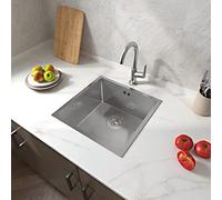 AICA Évier de Cuisine 44x44x20cm évier cuisine 1 bac en Inox livré avec un siphon en Inox modèle A4I