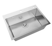 AICA Évier de Cuisine 60x45x20cm évier cuisine 1 bac en Inox livré avec un siphon en Inox modèle A6I