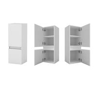 AICA Meuble Salle de Bain 83cm, 3 Étagère Armoire de Salle de Bain, Blanc | 2 Portes,Fonction Soft-close,3 Étagère,Meuble colonne de salle de Bain suspendu 30x30x110cm,Meuble de Rangement, Moderne
