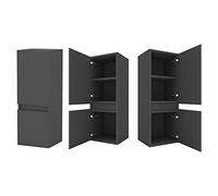 AICA Meuble Salle de Bain 83cm, Armoire de Salle de Bain,Anthracite | 2 Portes,Fonction Soft-close,3 Étagère,Meuble colonne de salle de Bain suspendu 30x30x110cm,Meuble de Rangement, Moderne