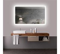 AICA Miroir de Salle de Bain éclairage LED intégré Miroir Cosmétique Mural 90x70cm réversible Modèle Agate avec Commande par Effleurement/Anti-buée