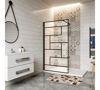 AICA paroi de douche 120x200cm paroi de douche à l'italienne en 8mm verre anticalcaire style moderne avec une barre de fixation noire en 90cm