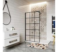 AICA paroi de douche 140x200cm paroi de douche à l'italienne en 8mm verre anticalcaire verre coloré avec une barre de fixation en 90cm