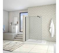 AICA paroi de douche 160x200cm profilé noir mat paroi de douche noire mat à l'italienne avec une barre de fixation noire