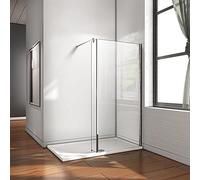 AICA Paroi de douche 60x200cm avec retour pivotant fixe 25cm douche à l'italienne avec une barre de stabilisation 90cm