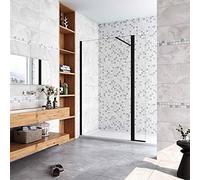 AICA paroi de douche 60x40x200cm paroi de douche à l'italienne avec un retour pivotant 40cm en 8mm verre anticalcaire avec un cadre noir