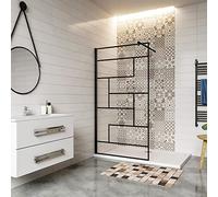 AICA paroi de douche 70x200cm paroi de douche à l'italienne en 8mm verre anticalcaire style moderne avec une barre de fixation noire carrée en 140cm