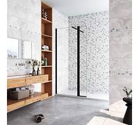 AICA paroi de douche 80x30x200cm paroi de douche à l'italienne avec un retour pivotant 30cm en 8mm verre anticalcaire avec une barre de stabilisation extensible