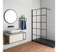 Aica Paroi De Douche Noire 120x200cm Paroi De Douche À L'italienne En 8mm Verre Coloré Avec Une Barre De Fixation extensible en cylindrique