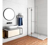 AICA Paroi de douche pivotante 97cm en verre anticalcaire paroi de douche hauteur 190cm, porte-serviette