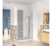 AICA porte de douche pivotante 100x197cm porte de douche en 6mm verre securit anticalcaire avec 1 élément fixe