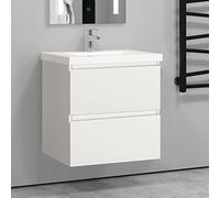 AICA sanitaire Ensemble de Meuble de Salle de Bain Blanc 50cm+Vasque+Miroir-Armoire de Rangement-Meubles-lavabos