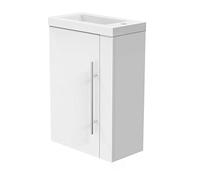 AICA sanitaire Meuble Lave-Mains Moderne à Suspendre avec lavabo, Meuble de Rangement avec Une Porte et 2 étagères 45cm / Blanc