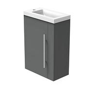 AICA sanitaire Meuble Lave-Mains Moderne à Suspendre avec lavabo, Meuble de Rangement avec Une Porte et 2 étagères 45cm / Anthracite