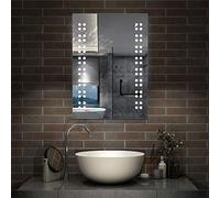 AICA sanitaire Miroir de Salle de Bain 50x70cm Anti-buée Miroir Mural avec éclairage LED modèle Rain 2.0