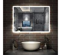 AICA sanitaire Miroir de Salle de Bain 80x60cm Anti-buée Miroir Mural avec éclairage LED modèle Carré 4.0
