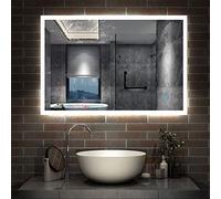 AICA sanitaire Miroir de Salle de Bain 90x70cm Anti-buée Miroir Mural avec éclairage LED modèle Carré 4.0