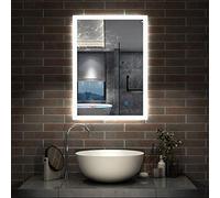 AICA sanitaire Miroir Salle de Bain 50x70cm Anti-buée Miroir Mural avec éclairage LED modèle Carré 4.0