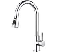 AICA sanitaire Robinet Cuisine Chrome, Mitigeur Pivotant 360° avec Douchette 3 Modes, Installation Sans Outil, Acier Inoxydable