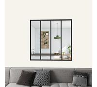 AICA sanitaire Verrière Atelier Fixe H.108cm, en alu Noir Mat, verrière intérieure 123cm, 4 vitrages Transparentes
