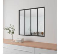 AICA Verrière Atelier en aluminium noir mat 123x108cm- Vitrage trempé 4mm- 4 carreaux Verrière fixe- kit de verrière et vitrage