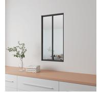 AICA Verrière Atelier en aluminium noir mat 63x108cm- Vitrage trempé 4mm- 2 carreaux Verrière fixe- kit de verrière et vitrage