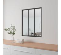 AICA Verrière Atelier en aluminium noir mat 93x108cm- Vitrage trempé 4mm- 3 carreaux Verrière fixe- kit de verrière et vitrage