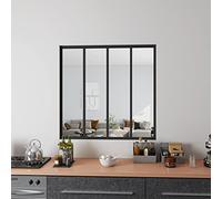 AICA Verrière Atelier en Aluminium Noir Mat L.123xH.108cm 4 Carreaux Transparents Inclus, Design Moderne - Verrière Fixe kit de verrière et vitrage